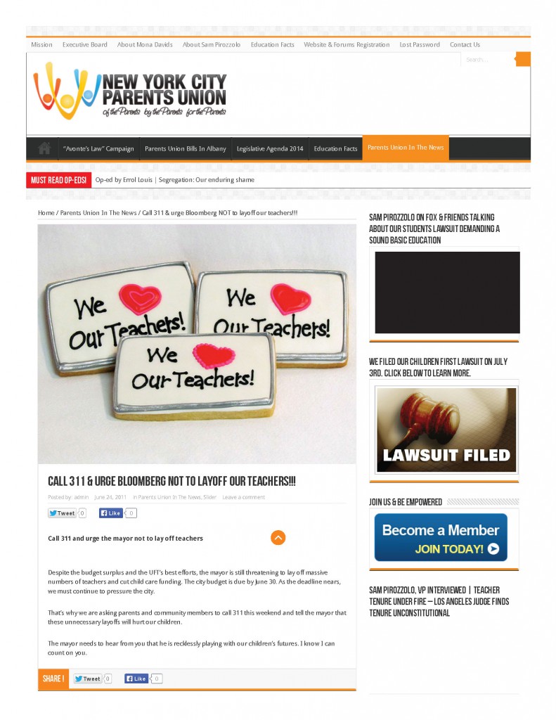 From NYC Parents Union Blog 2011